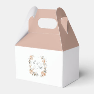 Elegantes Peach Floral Garden Monogram Wappen Geschenkschachtel