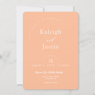Elegantes Peach Minimalistisch Wedding QR Code Fot Einladung