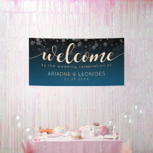Elegantes Peach Oceanic Blue Wedding Banner