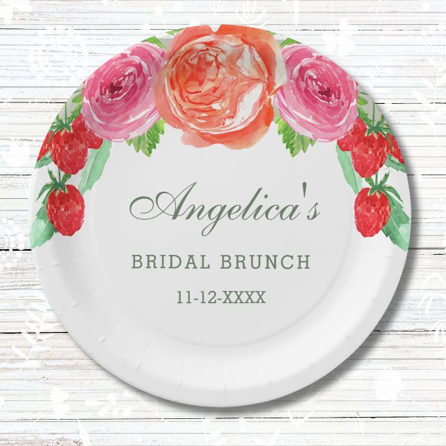 Elegantes Peach Peony Pink Bridal Brunch Pappteller (Von Creator hochgeladen)