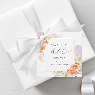 Elegantes Peach und Lila florales Brautparty Geschenkanhänger