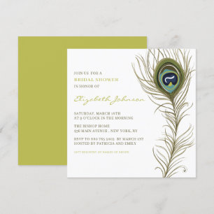 Elegantes Peacock Feather Vintages Brautparty Einladung