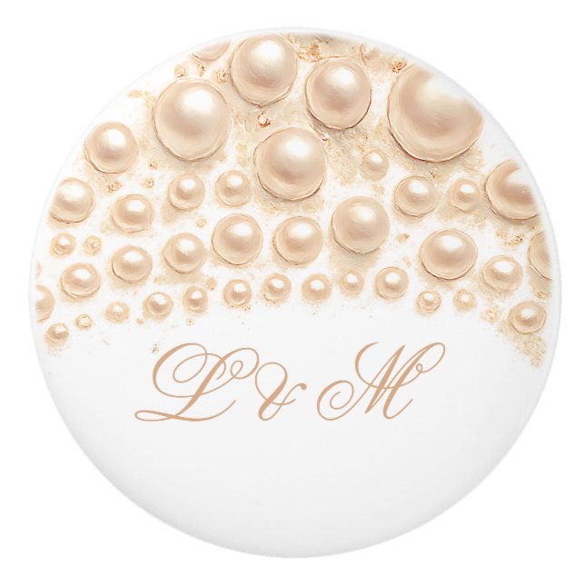 Elegantes Pearl Monogram Design Luxuriöse Akzente Keramikknauf (Vorderseite)