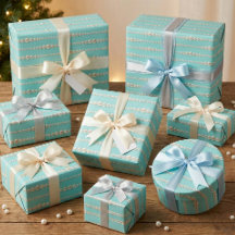 Elegantes Pearl & Turquoise Wrapping Paper