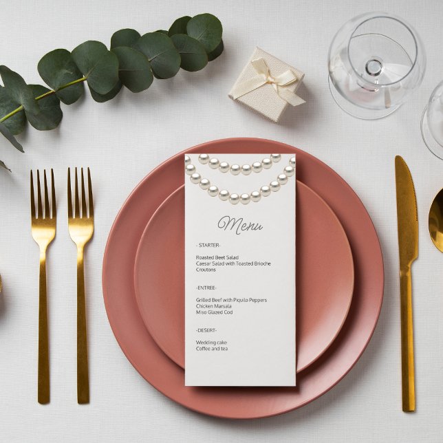 Elegantes Pearl Wedding Menu Menükarte (Von Creator hochgeladen)