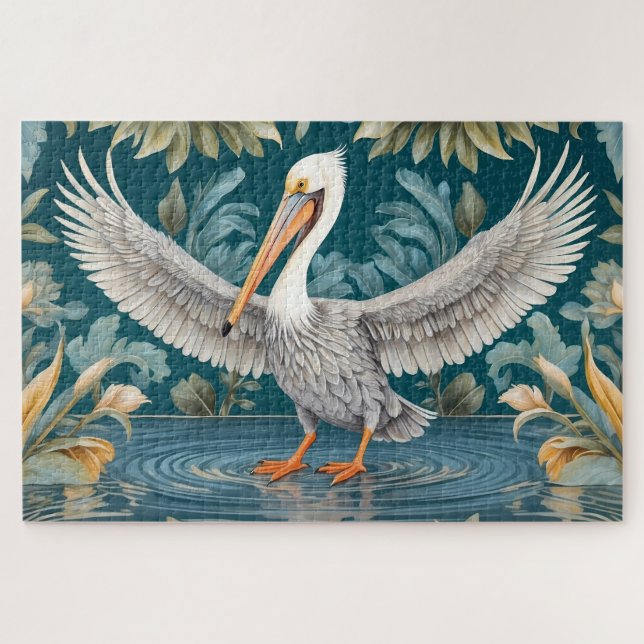 Elegantes Pelican Bird Tropical Paradise Puzzle (Horizontal)