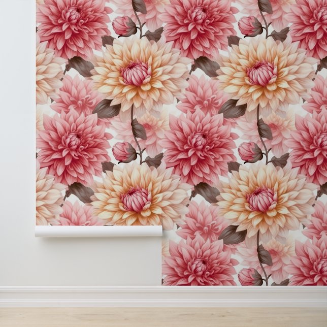 Elegantes Peonies Floral Wallpaper Tapete (Anwendung)