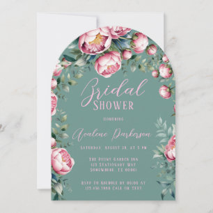 Elegantes Peony Bouquet Im Brautparty Wasserfarbe Einladung