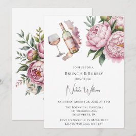 Elegantes Peony Floral Brunch & Bubbly Einladung