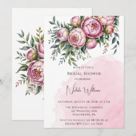 Elegantes Peony Floral Brunch & Bubbly Einladung