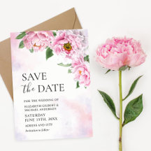 Elegantes Peony Foto Save the Date Einladung