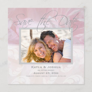 Elegantes Peony Save the Date: Silber Einladung