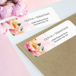 Elegantes Peony Watercolor Rückgabeadresse-Label