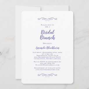 Elegantes Periwinkle-Blau-Kalligrafie-Braut-Brunch Einladung