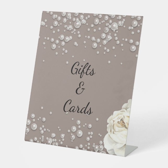 Elegantes Perl Brautparty Advice Sign - Gray & W Sockelschild (Vorderseite)