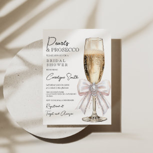 Elegantes Perlen und Prosecco-Brautparty Einladung
