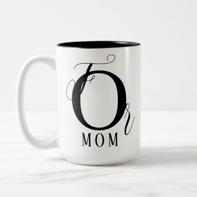 Elegantes Personalisiertes 2-Foto, Mama Schwarze T Zweifarbige Tasse (Links)