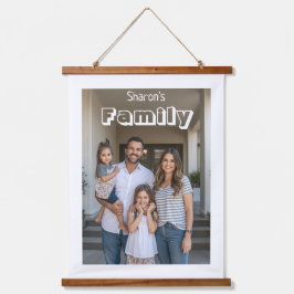 Elegantes personalisiertes Bild und Text Stylisch Wandteppich Mit Holzrahmen