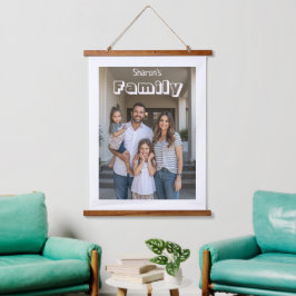 Elegantes personalisiertes Bild und Text Stylisch Wandteppich Mit Holzrahmen
