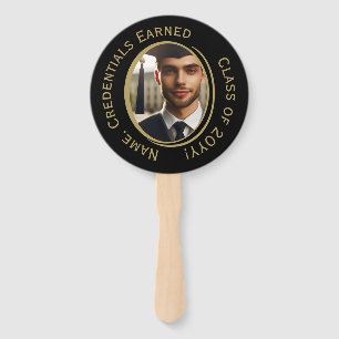 Elegantes Personalisiertes Black & Gold Abschluss  Fächer