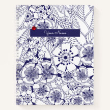 Elegantes Personalisiertes Blue White Notebook