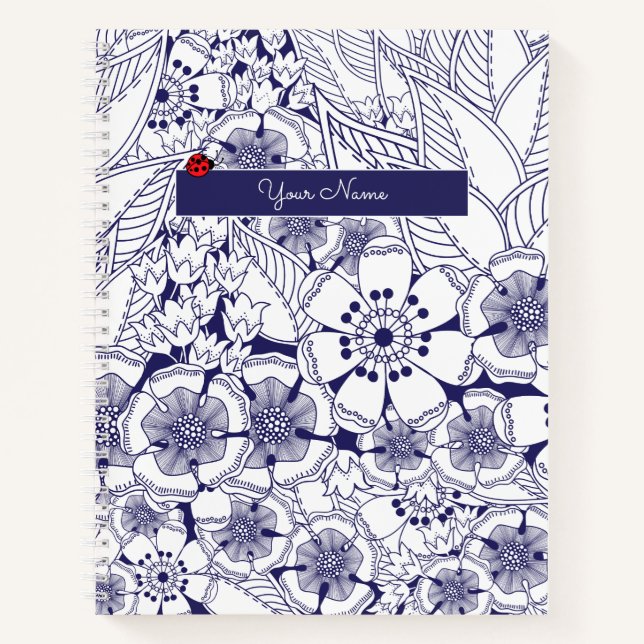Elegantes Personalisiertes Blue White Notebook Notizbuch (Vorderseite)