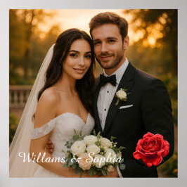 Elegantes Personalisiertes Couple Foto Keepake Ros Poster