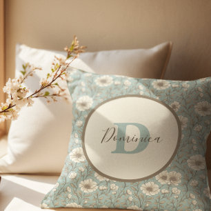 Elegantes Personalisiertes Florales Monogramm Farm Kissen