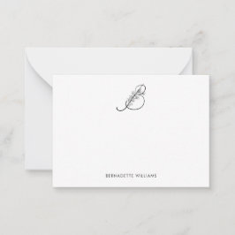 Elegantes Personalisiertes Flower Script Monogram Mitteilungskarte