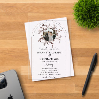Elegantes Personalisiertes Foto Hochzeit Acryleinladungen