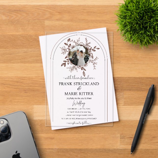 Elegantes Personalisiertes Foto Hochzeit Acryleinladungen (Insitu (Einladungskarte))