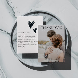 Elegantes Personalisiertes Foto Hochzeit Dankeschö Einladung