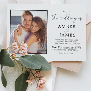 Elegantes Personalisiertes Foto Hochzeit Einladung