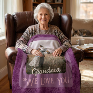 Elegantes personalisiertes Foto-Text-Oma-Geschenk Fleecedecke