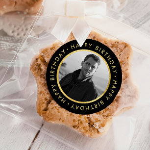 Elegantes Personalisiertes Geburtstagsgold und Sch Runder Aufkleber