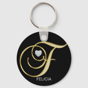 Elegantes personalisiertes Goldmit Monogramm Schlüsselanhänger
