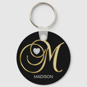 Elegantes personalisiertes Goldmit Monogramm Schlüsselanhänger