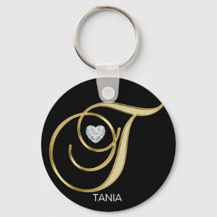 Elegantes personalisiertes Goldmit Monogramm Schlüsselanhänger