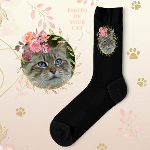 Elegantes personalisiertes Haustierfoto Schwarz Socken