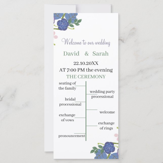 Elegantes Personalisiertes Hochzeitsprogramm für L (Vorderseite)