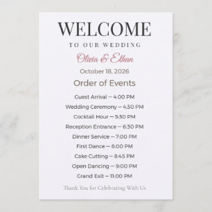 Elegantes personalisiertes Hochzeitsprogramm Programm