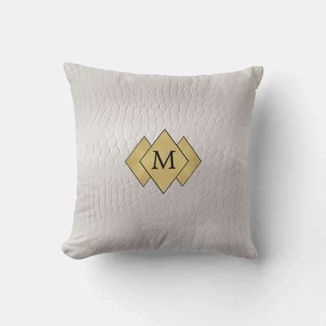 Elegantes Personalisiertes Imitat Weißes Leder Kissen (Vorderseite)