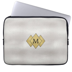 Elegantes Personalisiertes Imitat Weißes Leder Laptopschutzhülle