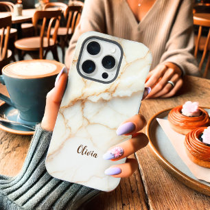 Elegantes Personalisiertes iPhone mit weißem und g 15 Pro Hülle