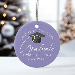 Elegantes, personalisiertes Lavendel-Abschlussfoto Keramik Ornament