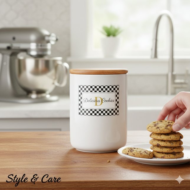 Elegantes Personalisiertes Lebensmitteletikett mit (Elegant Personalized Food Label with Monogram Design)