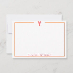 Elegantes personalisiertes Monogramm 3D-Buchstabe Mitteilungskarte