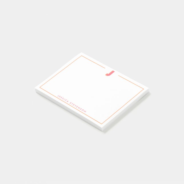Elegantes personalisiertes Monogramm 3D-Buchstabe  Post-it Klebezettel (angewinkelt)