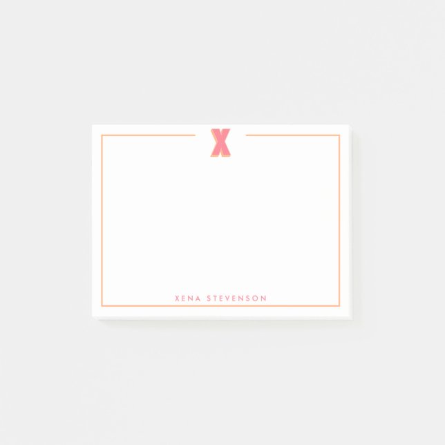 Elegantes personalisiertes Monogramm 3D-Buchstabe  Post-it Klebezettel (Vorderseite)