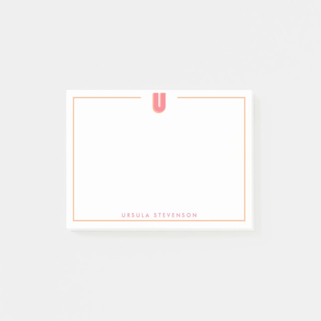 Elegantes personalisiertes Monogramm 3D-Buchstabe  Post-it Klebezettel (Vorderseite)